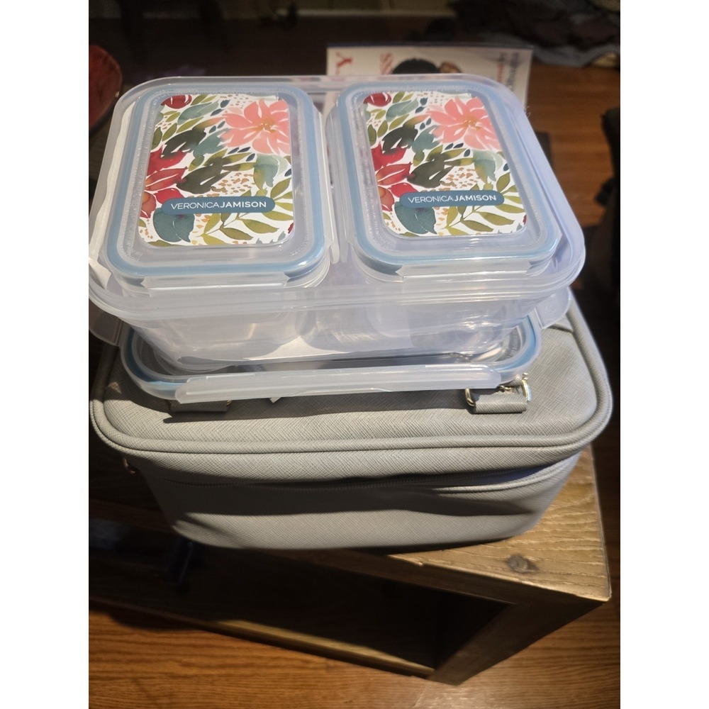Veronica Jamison Arctic Zone Insulated Lunch Pack 8 Pc Set Gray NWT - Picture 6 of 7